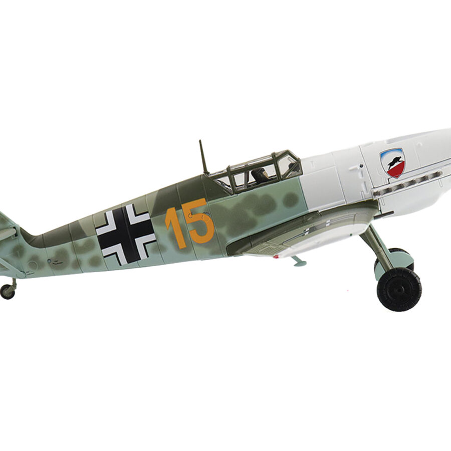 Messerschmitt Bf 109E-3 Fighter Aircraft "Yellow 15 Karl Wolff III/JG 52 France" (1940) German Luftwaffe "Air Power Series" 1/48 Diecast Model by Hobby Master Automotive