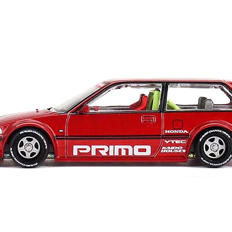 Honda Civic (EF) "Kaido Works V2" Red Metallic with Graphics (Designed by Jun Imai) "Kaido House" Special 1/64 Diecast Model Car by Mini GT Automotive