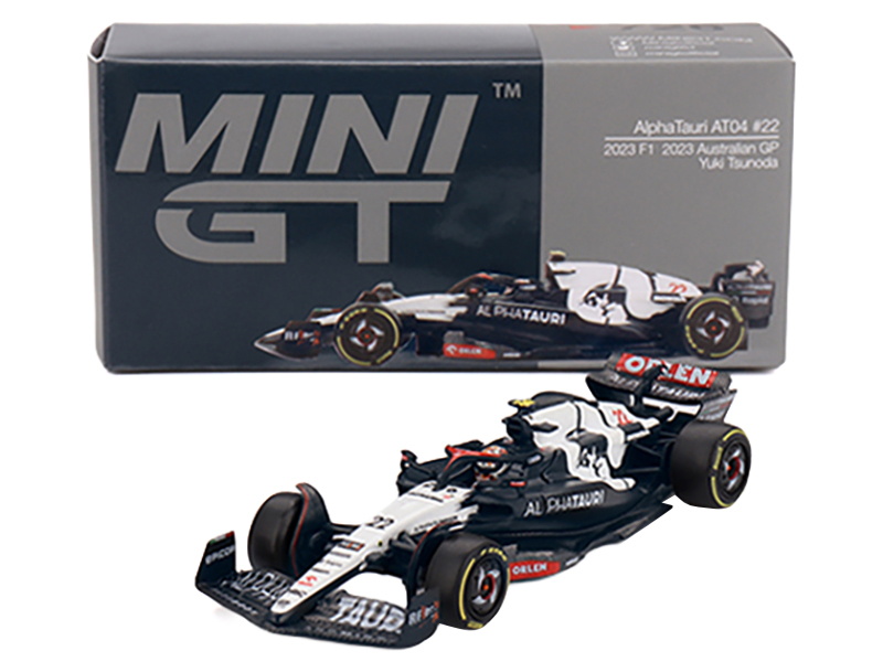 AlphaTauri AT04 #22 Yuki Tsunoda Formula One F1 "Australian GP" (2023) Limited Edition 1/64 Diecast Model Car by Mini GT Australian GP - Albert Park Track Art