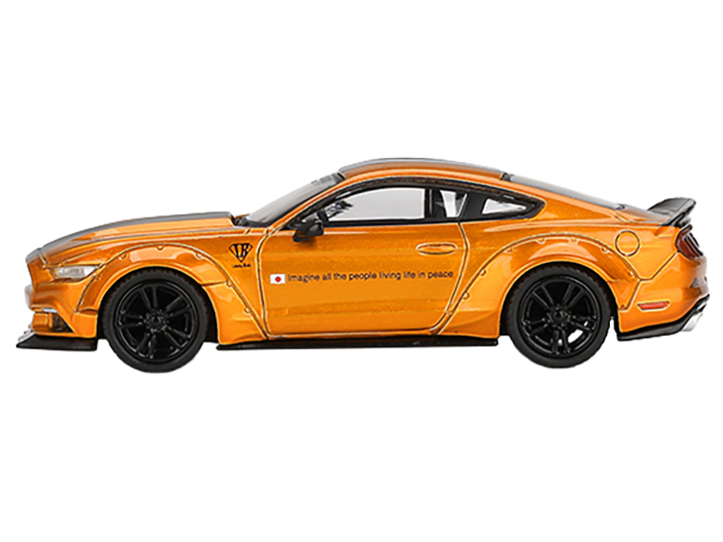 Ford Mustang "LB-Works" LB Gold Metallic with Black Stripes Limited Edition 1/64 Diecast Model Car by Mini GT from the Ford store collection.