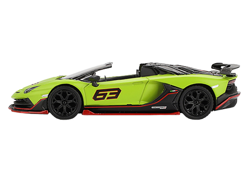 Lamborghini Aventador SVJ 63 Roadster Verde Shock Green Limited Edition 1/64 Diecast Model Car by Mini GT Automotive