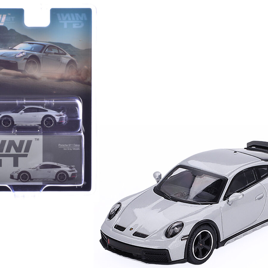 Porsche 911 Dakar Ice Gray Metallic Limited Edition 1/64 Diecast Model Car by Mini GT from the Porsche store collection.