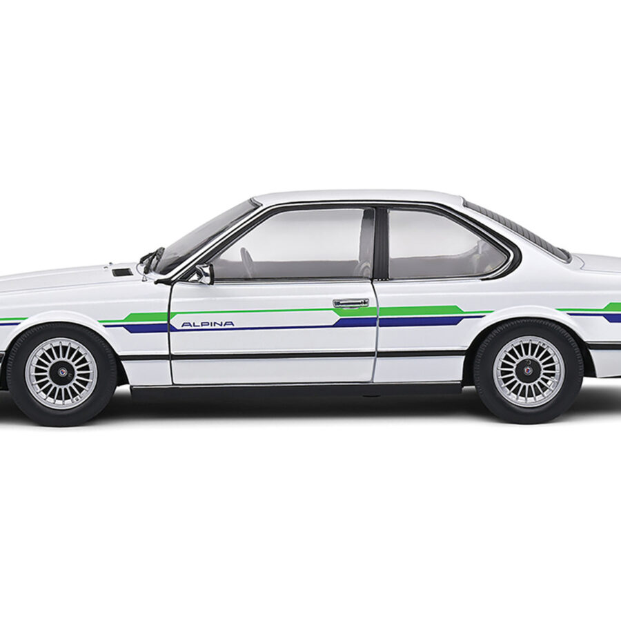 1984 BMW Alpina B7 Turbo (E24) White with Blue and Green Graphics 1/18 Diecast Model Car by Solido Automotive