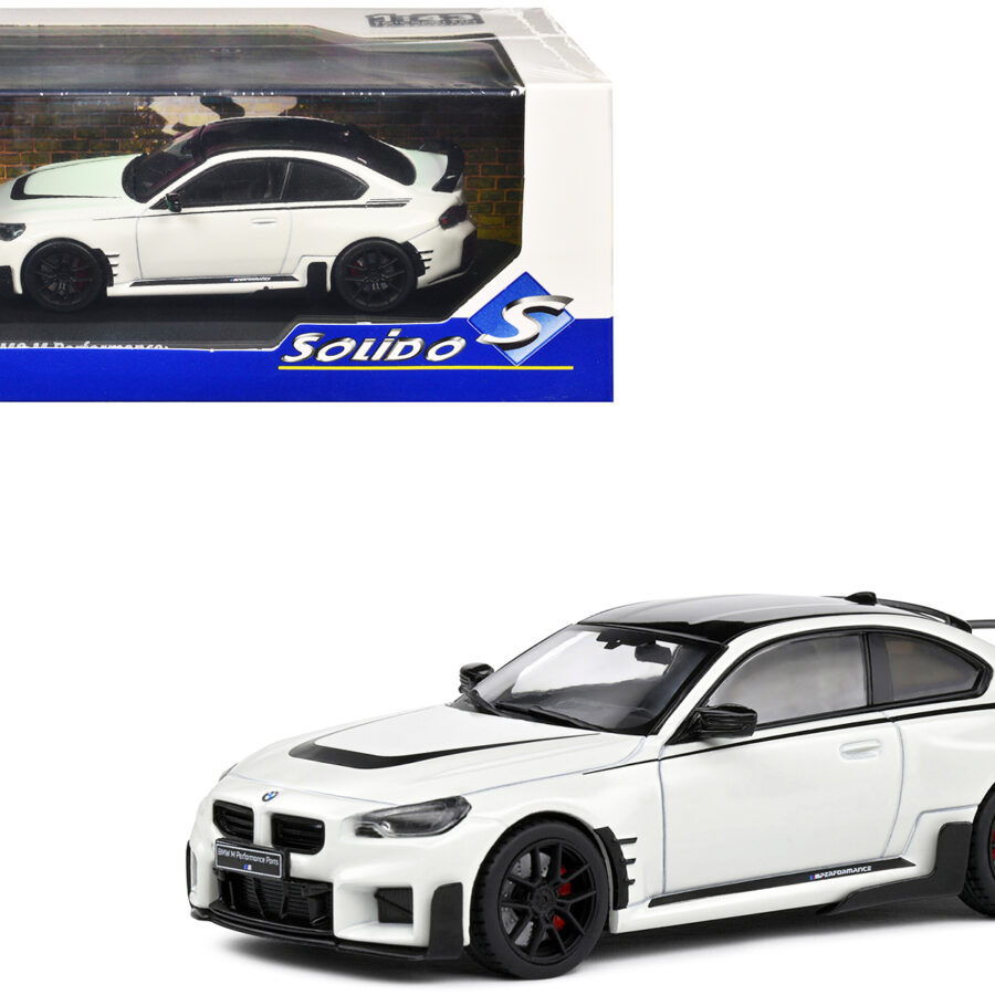 2023 BMW M2 M Performance (G87) Alpine White with Black Top 1/43 Diecast Model Car by Solido from the BMW store collection.