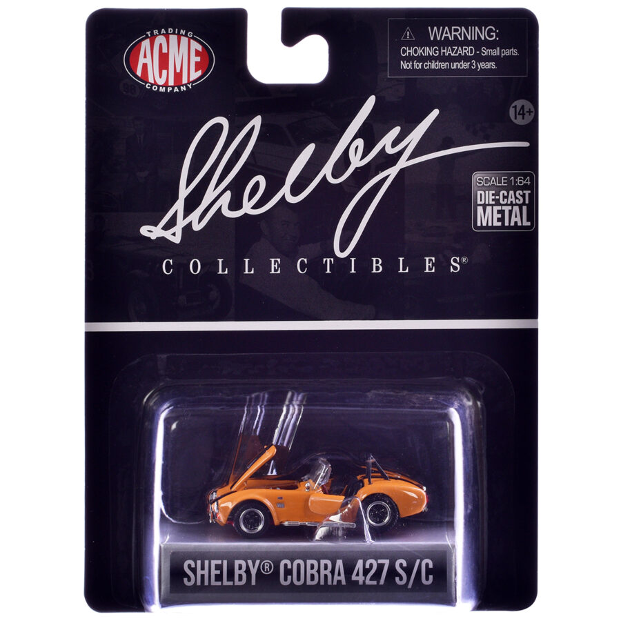 Shelby Cobra 427 S/C Orange with Black Stripes "Shelby Collectibles" Series 1/64 Diecast Model Car by ACME Automotive