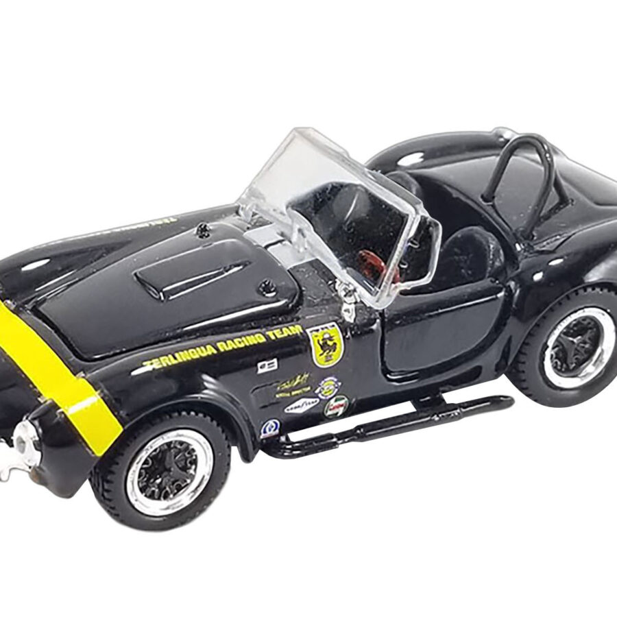 Shelby Cobra 427 S/C "Terlingua Racing Team" Black with Yellow Stripe "Shelby Collectibles" Series 1/64 Diecast Model Car by ACME Automotive