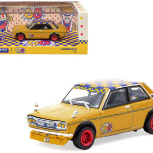 Datsun 510 "OG Beer" Yellow with Checkered Top "Hobby64" Series 1/64 Diecast Model Car by Tarmac Works from the Automotive store collection.
