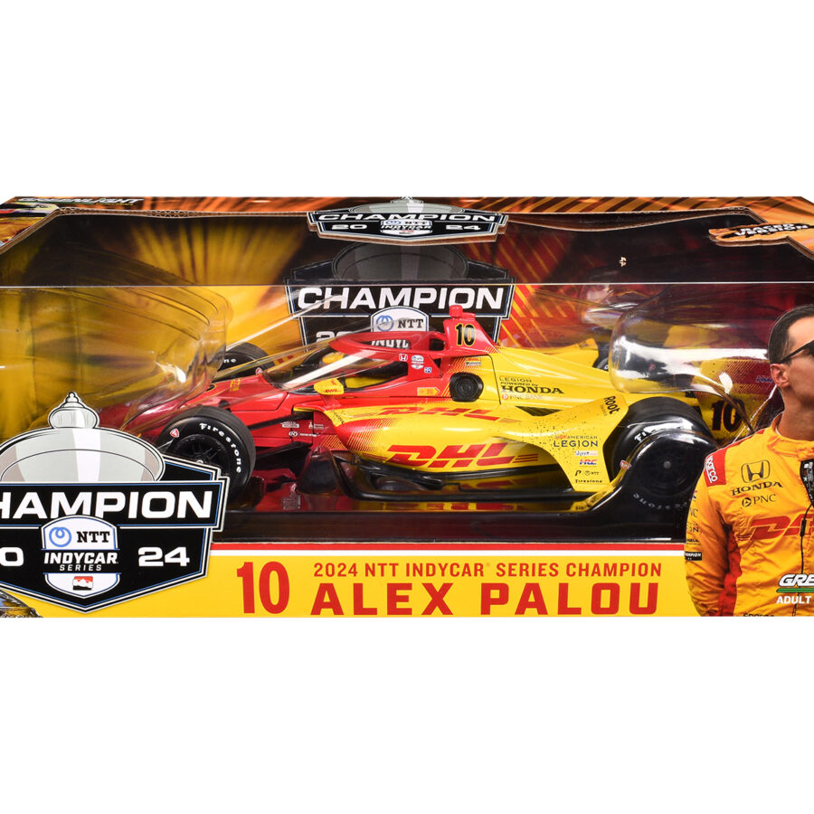 Dallara IndyCar #10 Alex Palou "DHL" (Raced Verison) Chip Ganassi Racing "NTT IndyCar Series Champion" (2024) 1/18 Diecast Model Car by Greenlight Automotive