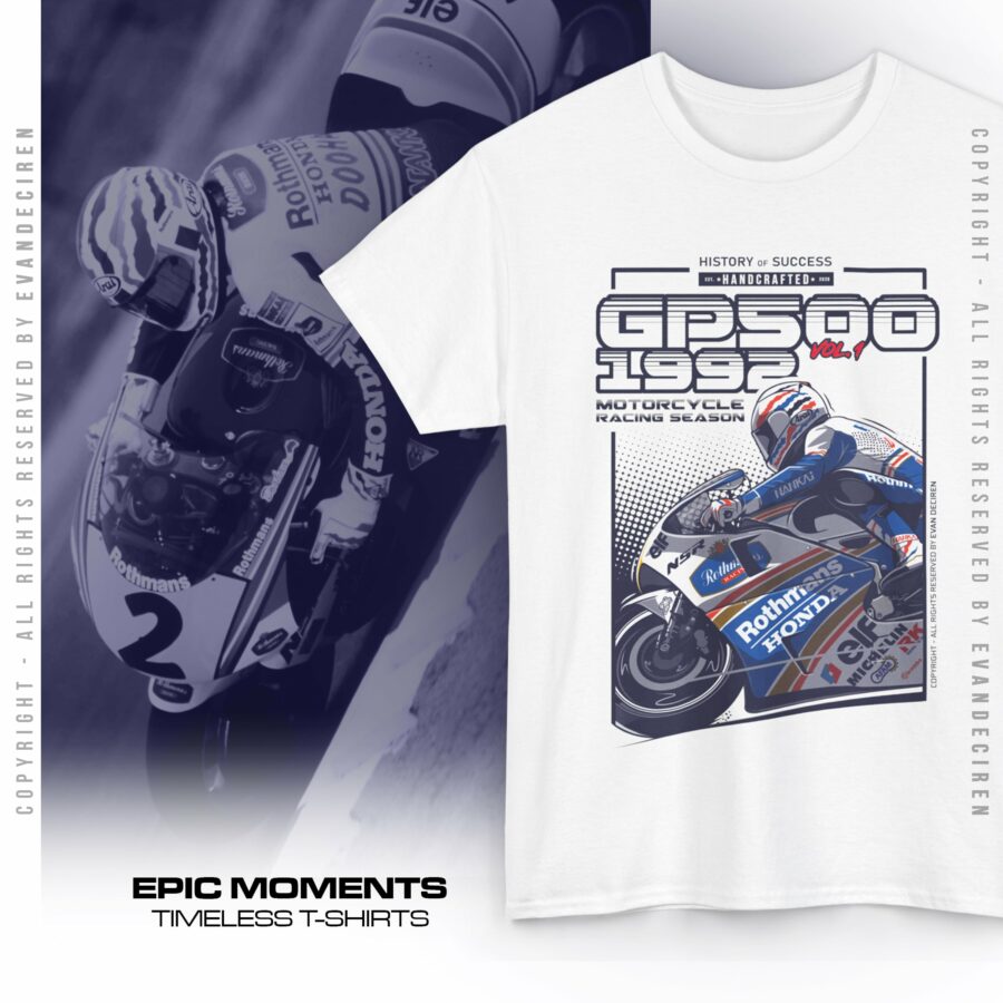Michael Doohan T-Shirt | GP500 1992 Vol.1 | MotoGP Vintage Racing Tee Retro Motorbike Legend Michael Schumacher