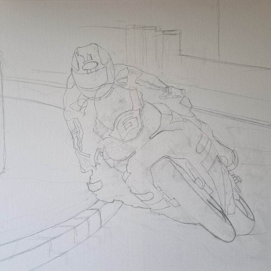 Original Painting. Michael Dunlop's Supersport Victory Michael Schumacher