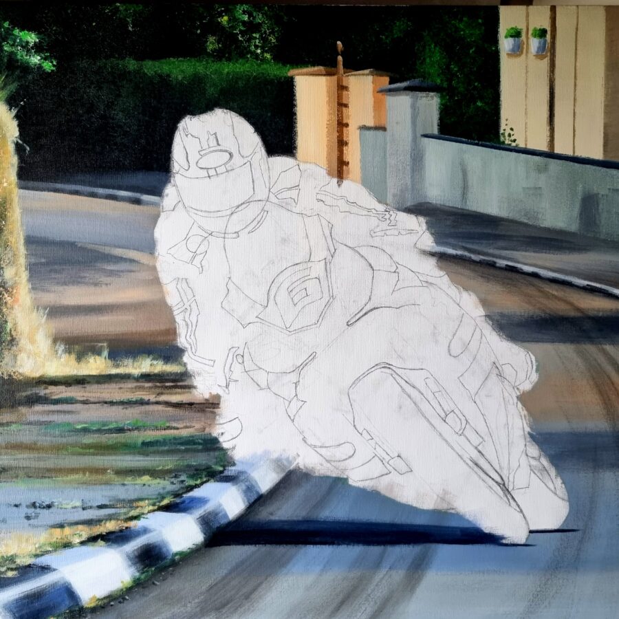 Original Painting. Michael Dunlop's Supersport Victory Michael Schumacher