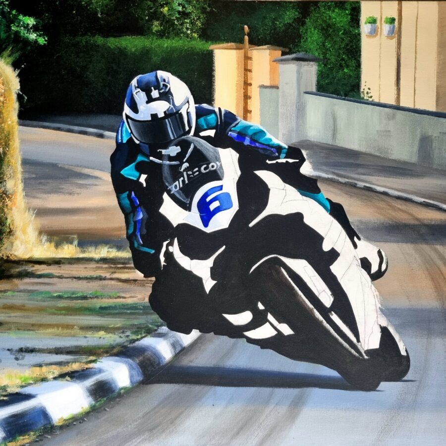 Original Painting. Michael Dunlop's Supersport Victory Michael Schumacher