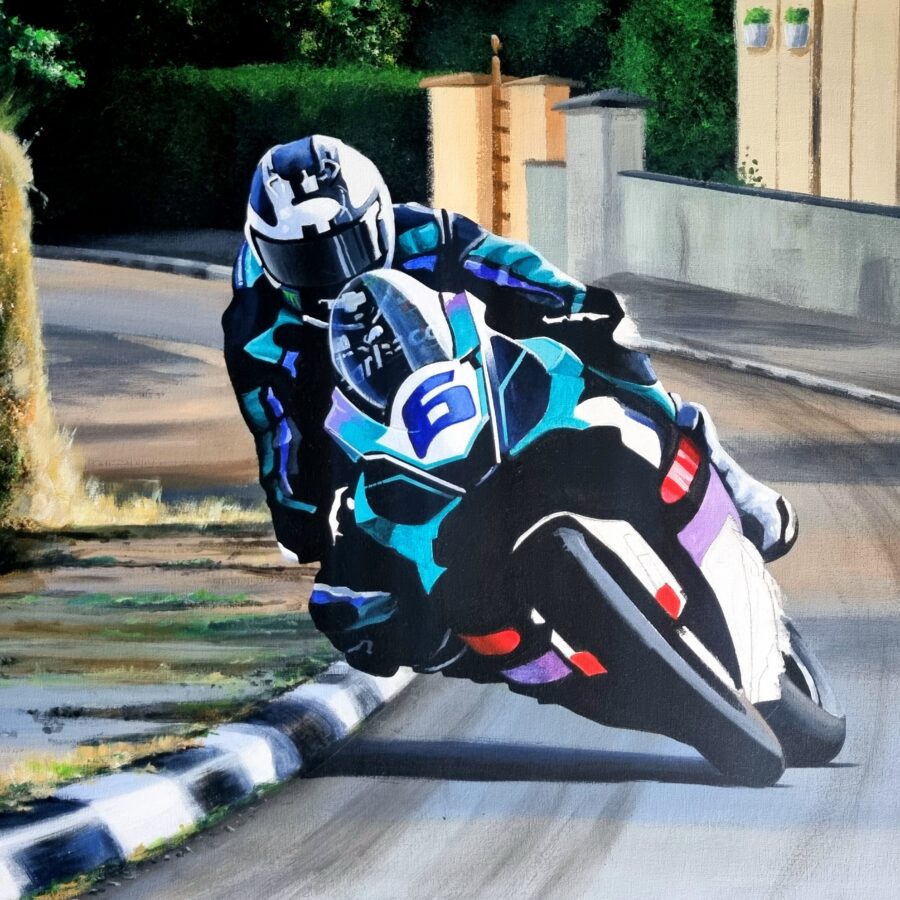 Original Painting. Michael Dunlop's Supersport Victory Michael Schumacher