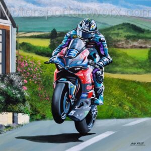 Michael Dunlop's 30th TT Victory Limited Edition Print by Jeff Rush Sports Car Racing Gifts by Motorsport Artworx