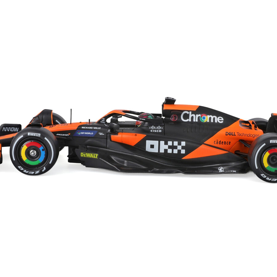 McLaren MCL38 #81 Oscar Piastri "OKX" Formula One F1 "Miami GP" (2024) with Display Case 1/24 Diecast Model Car by Bburago Automotive
