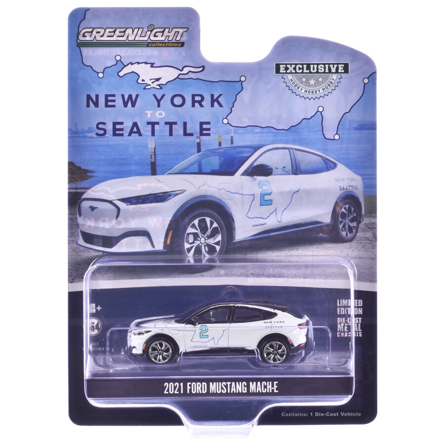 2021 Ford Mustang Mach-E #2 "New York to Seattle Transcontinental Tour" White with Black Top "Hobby Exclusive" Series 1/64 Diecast Model Car by Greenlight Automotive