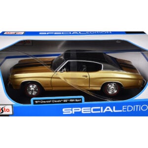 1971 Chevrolet Chevelle SS 454 Sport Gold Metallic with Black Top and Black Stripes "Special Edition" 1/18 Diecast Model Car by Maisto Sports Car Racing Gifts by Diecast Mania