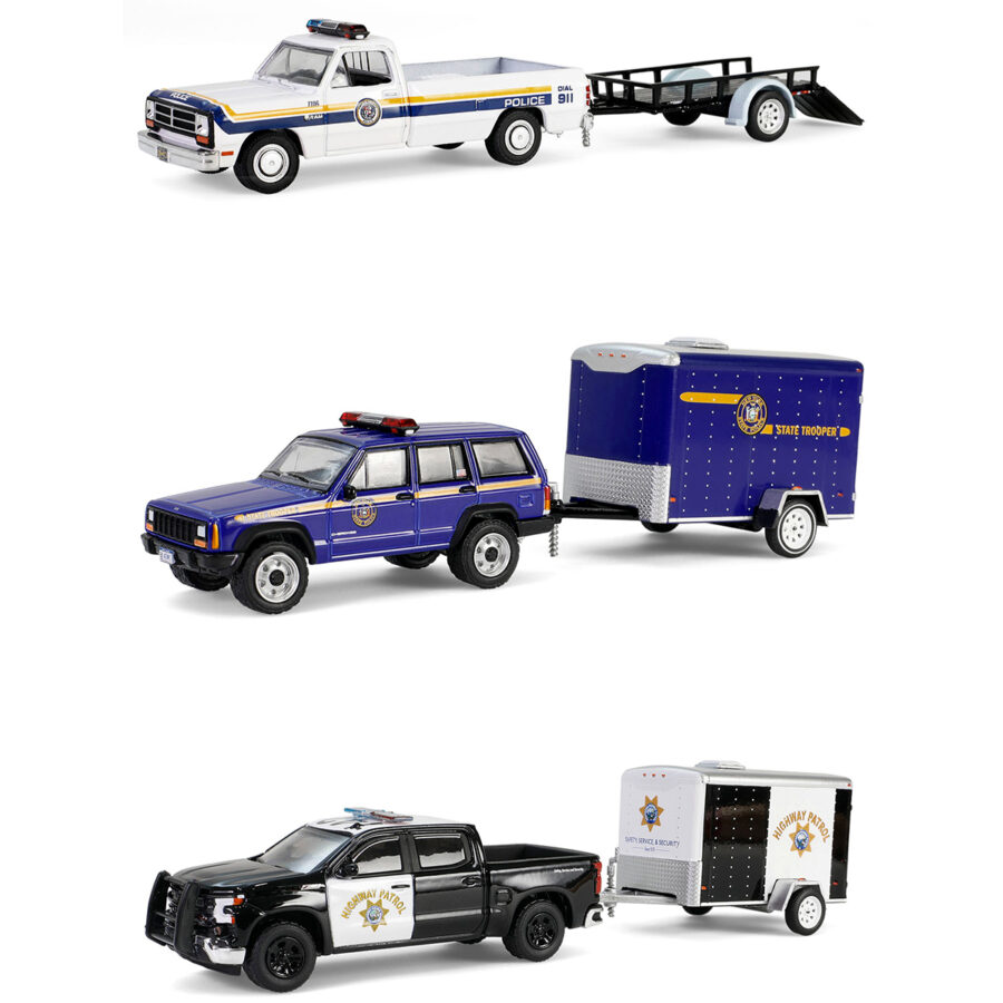 "Hot Pursuit Hitch & Tow" Series 1 Set of 3 pieces 1/64 Diecast Model Cars by Greenlight Automotive