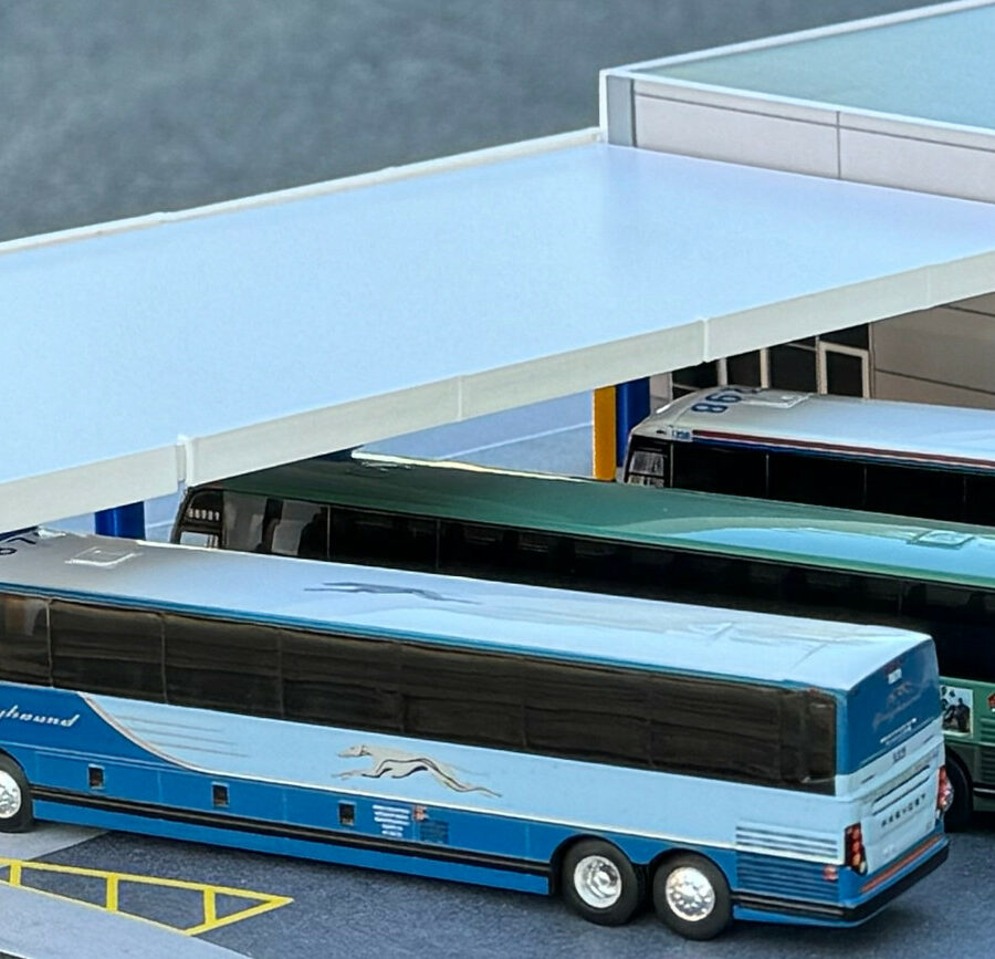 Greyhound Bus Station Diorama EZ Assembly Kit 1/87 (HO) Model by Iconic Replicas Automotive
