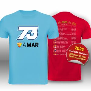 Alex Marquez 2025 MotoGP Race Calendar T-Shirt from the Sports Car Racing Apparel store collection.