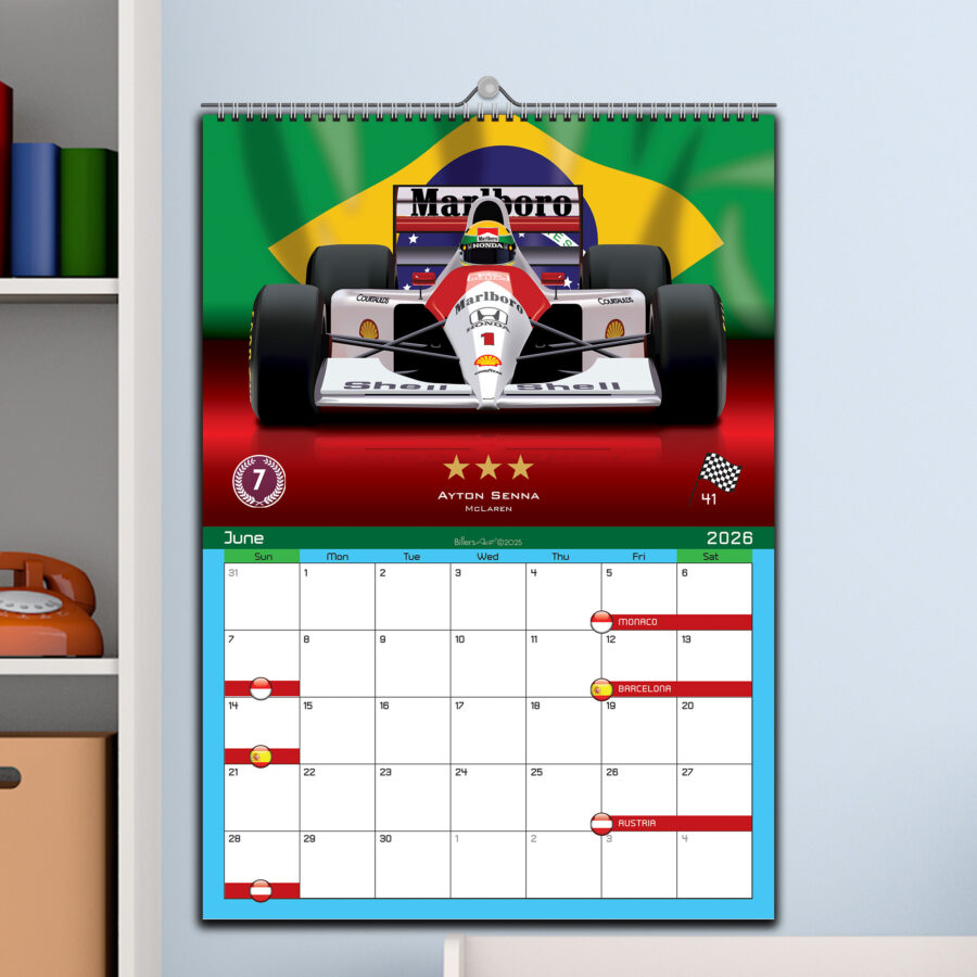 Formula 1 All Time Best Drivers 2026 12 Month Calendar Abu Dhabi GP - Yas Marina Track Art