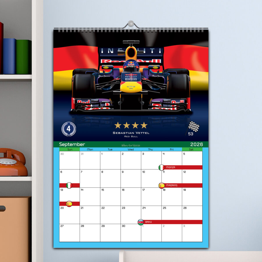 Formula 1 All Time Best Drivers 2026 12 Month Calendar Abu Dhabi GP - Yas Marina Track Art