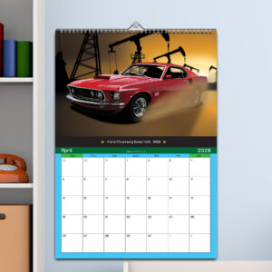 US Muscle Car 12 Month 2026 Calendar on Artistic Backgrounds from the Chinese GP - Shanghai Track Art store collection.