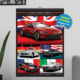 Classic Car 12 Month 2026 Calendar on Country Flag Backgrounds