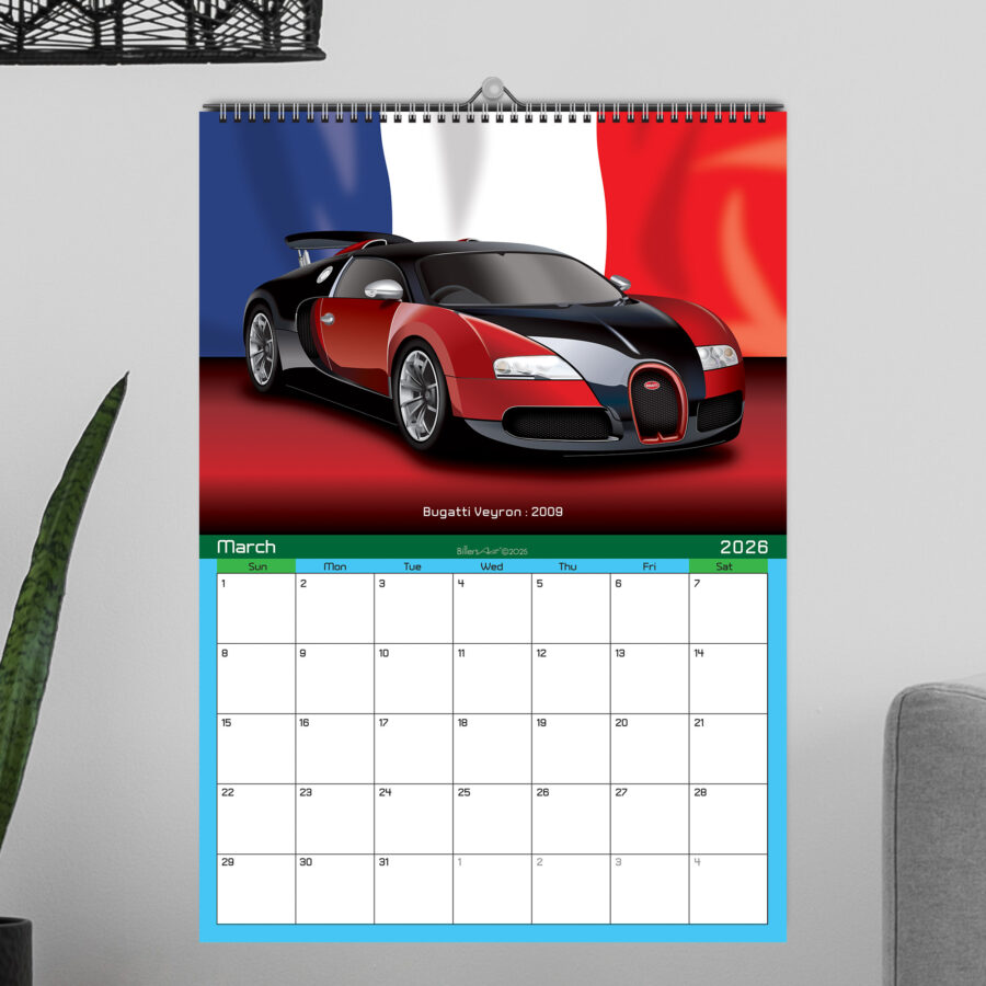 Classic Car 12 Month 2026 Calendar on Country Flag Backgrounds from the Azerbaijan GP - Baku Track Art store collection.