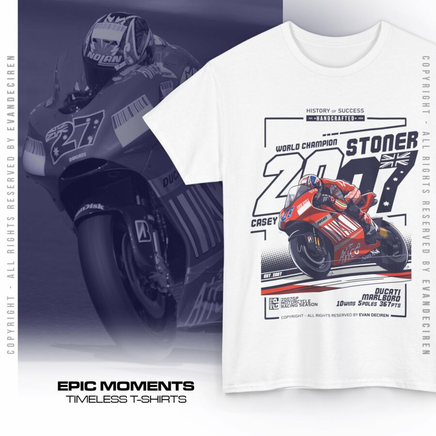 Casey Stoner | 2007 | World Champion | T-Shirt MotoGP Memorabilia