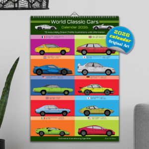 Car Enthusiasts' 12 Month 2026 Iconic World Cars Calendar from the Lamborghini store collection.