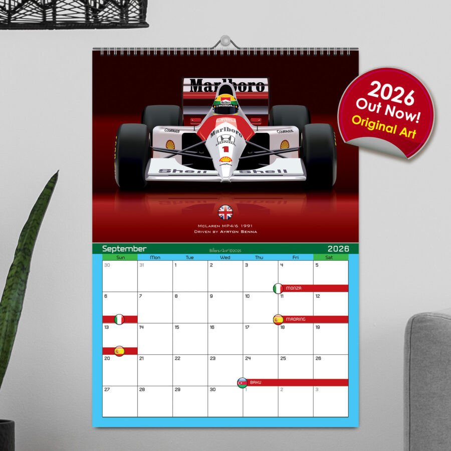 Formula 1 Coolest Cars 2026 12 month Race Calendar Abu Dhabi GP - Yas Marina Track Art