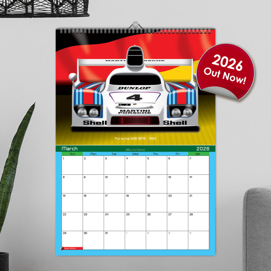 WEC Endurance Racing Car 2026 12 month Calendar Classics - Le Mans Abu Dhabi GP - Yas Marina Track Art