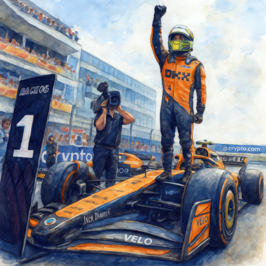 F1 Coaster Set of 4 - Lando Norris Miami GP - F1 Gift him or her Aston Martin F1 Team