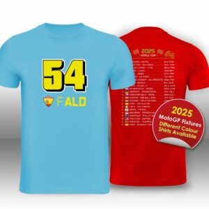 Fermin Aldeguer 2025 MotoGP Race Calendar T-Shirt from the MotoGP Gifts store collection.