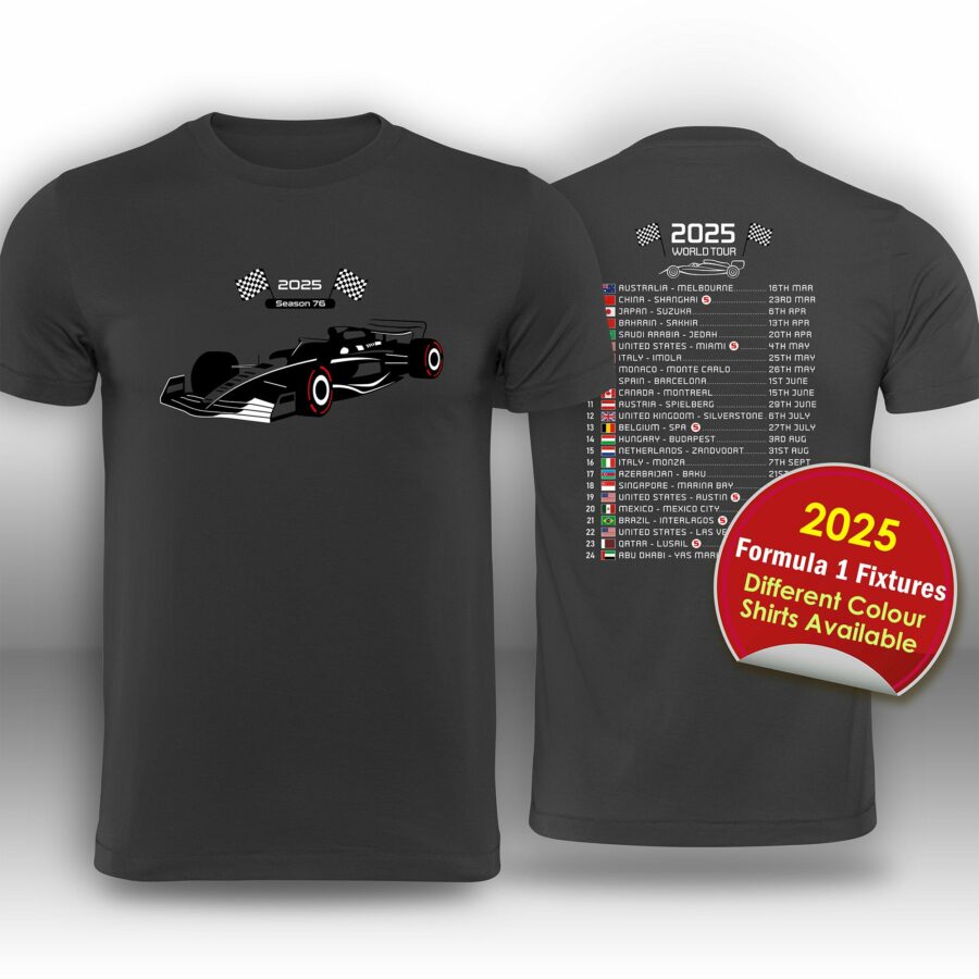 Formula 1 2025 Race Calendar T-Shirt Alfa Romeo Sauber