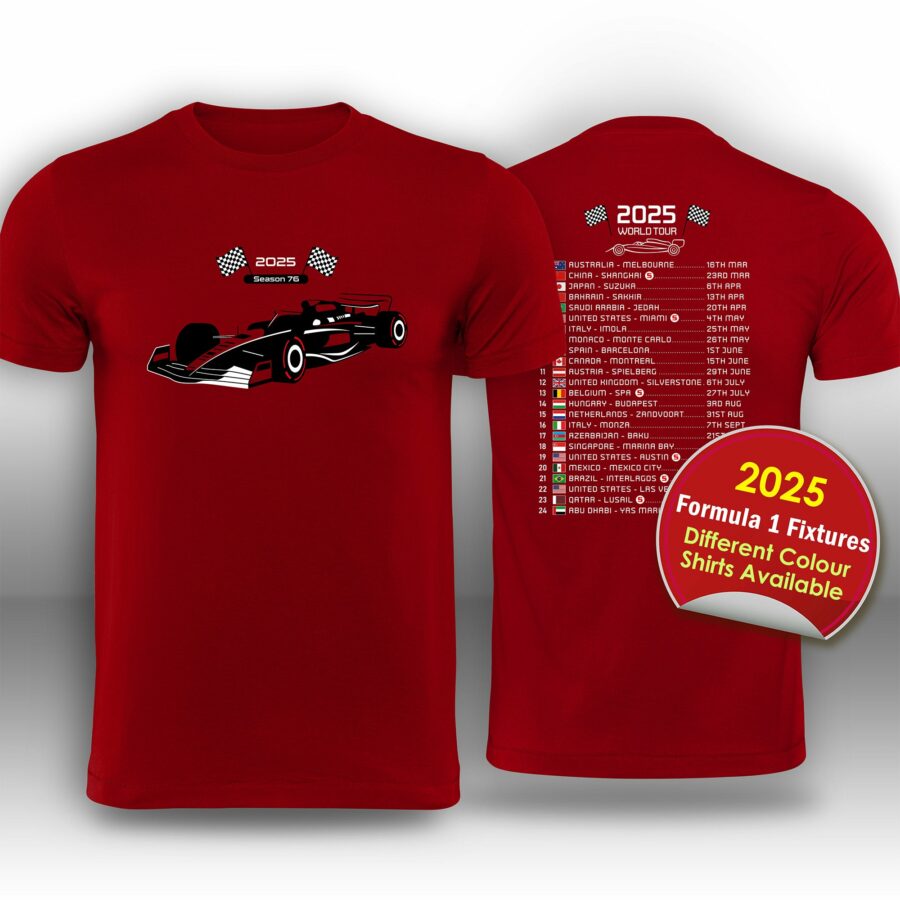 Formula 1 2025 Race Calendar T-Shirt Alfa Romeo Sauber