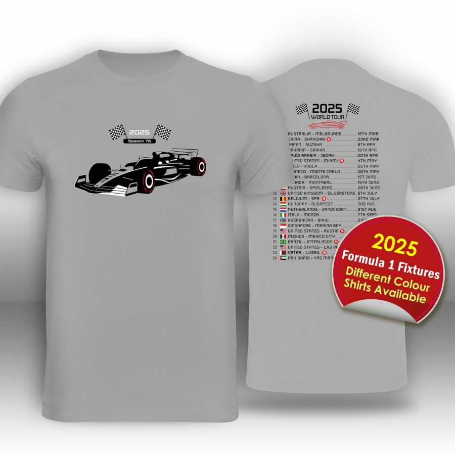 Formula 1 2025 Race Calendar T-Shirt Alfa Romeo Sauber