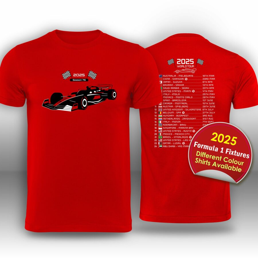 Formula 1 2025 Race Calendar T-Shirt Alfa Romeo Sauber