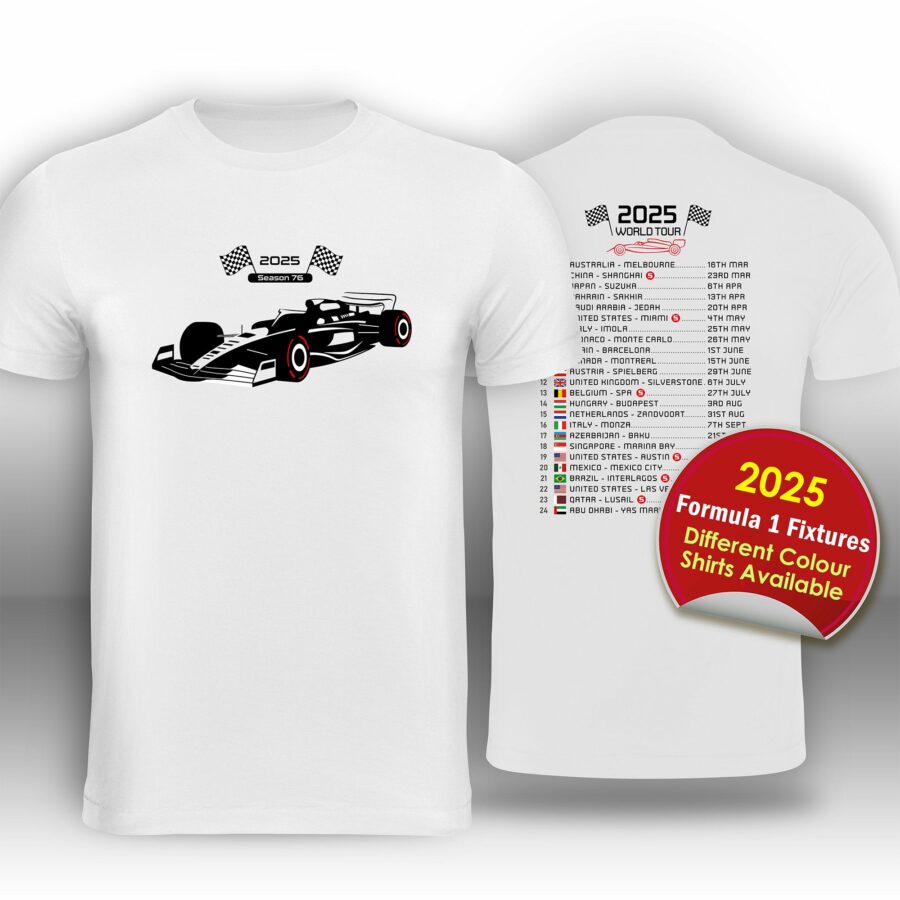 Formula 1 2025 Race Calendar T-Shirt Alfa Romeo Sauber