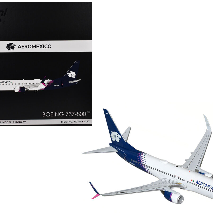 Boeing 737-800 Commercial Aircraft "AeroMexico" (N957AM) White with Dark Blue Tail "Gemini 200" Series 1/200 Diecast Model Airplane by GeminiJets from the Mexican GP - Hermanos Rodriguez Track Art store collection.