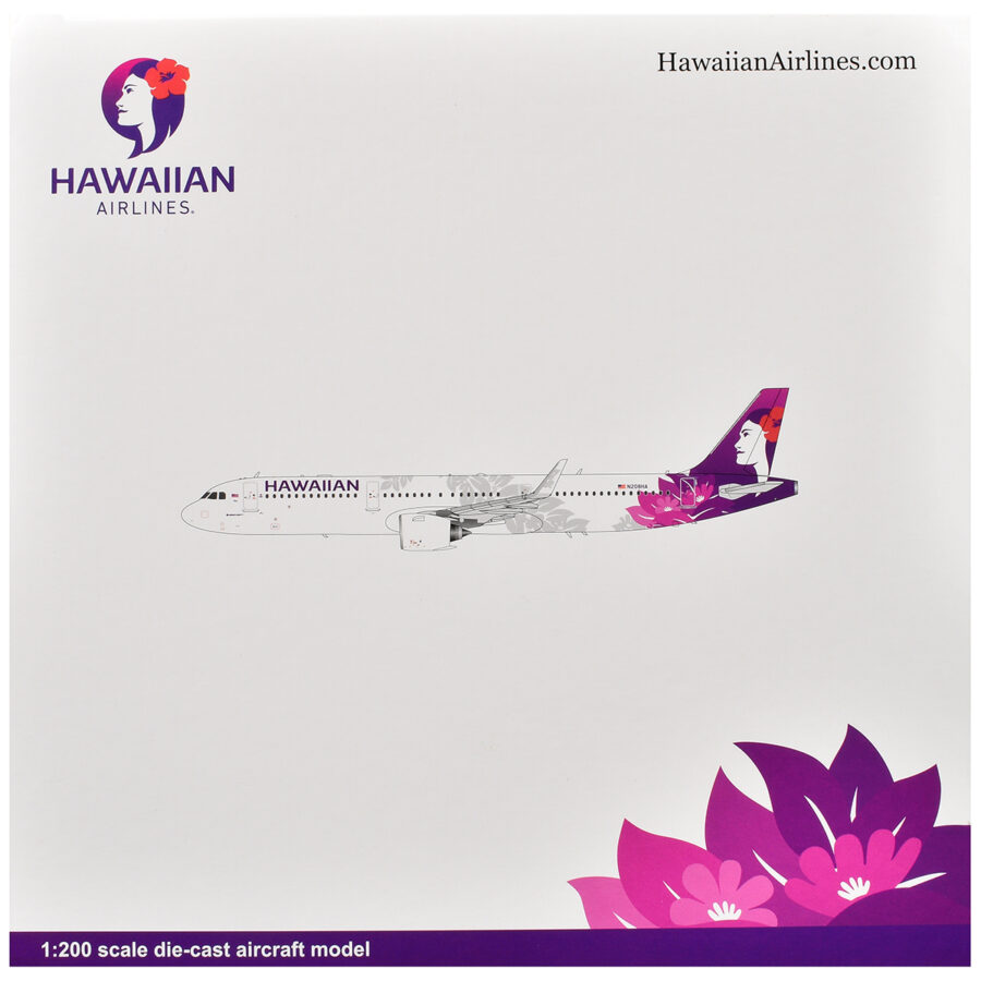 Airbus A321neo Commercial Aircraft "Hawaiian Airlines" (N208HA) White with Tail Graphics "Gemini 200" Series 1/200 Diecast Model Airplane by GeminiJets Automotive