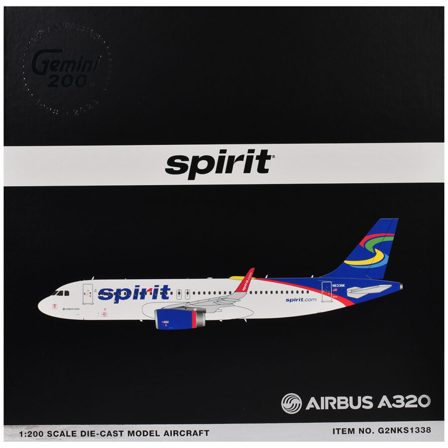 Airbus A320 Commercial Aircraft "Spirit Airlines" (N633NK) White with Blue Tail "Gemini 200" Series 1/200 Diecast Model Airplane by GeminiJets Automotive