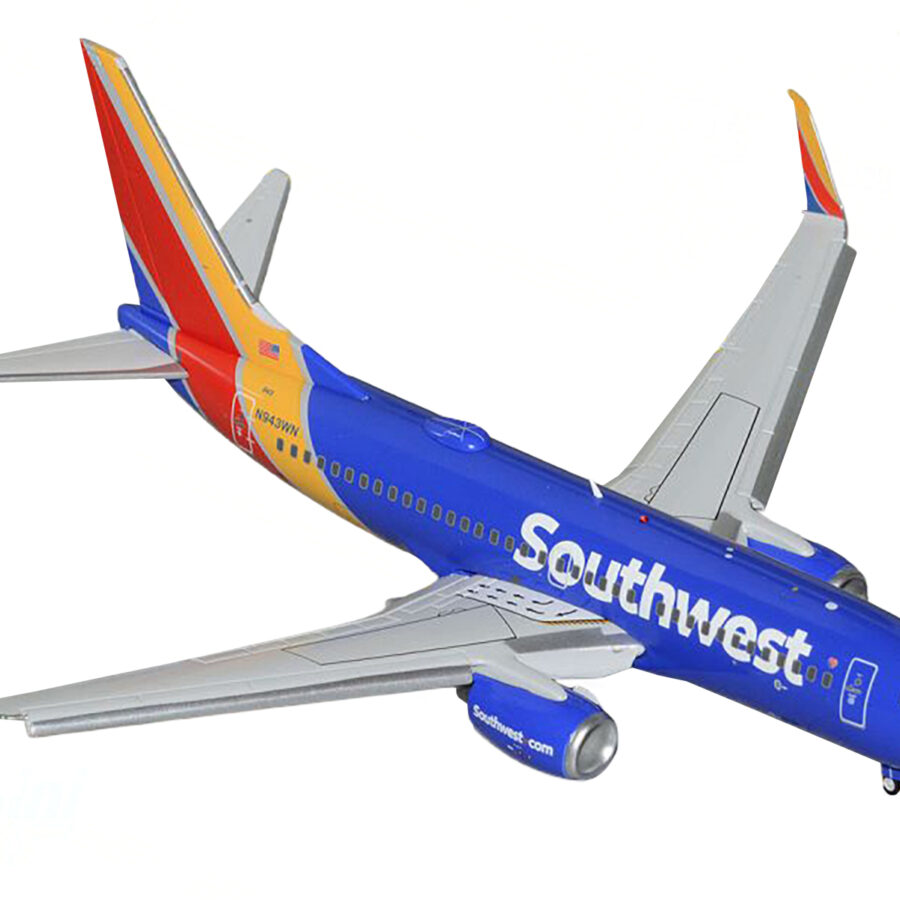 Boeing 737-700 Commercial Aircraft with Flaps Down "Southwest Airlines" (N943WN) Blue with Striped Tail "Gemini 200" Series 1/200 Diecast Model Airplane by GeminiJets Automotive
