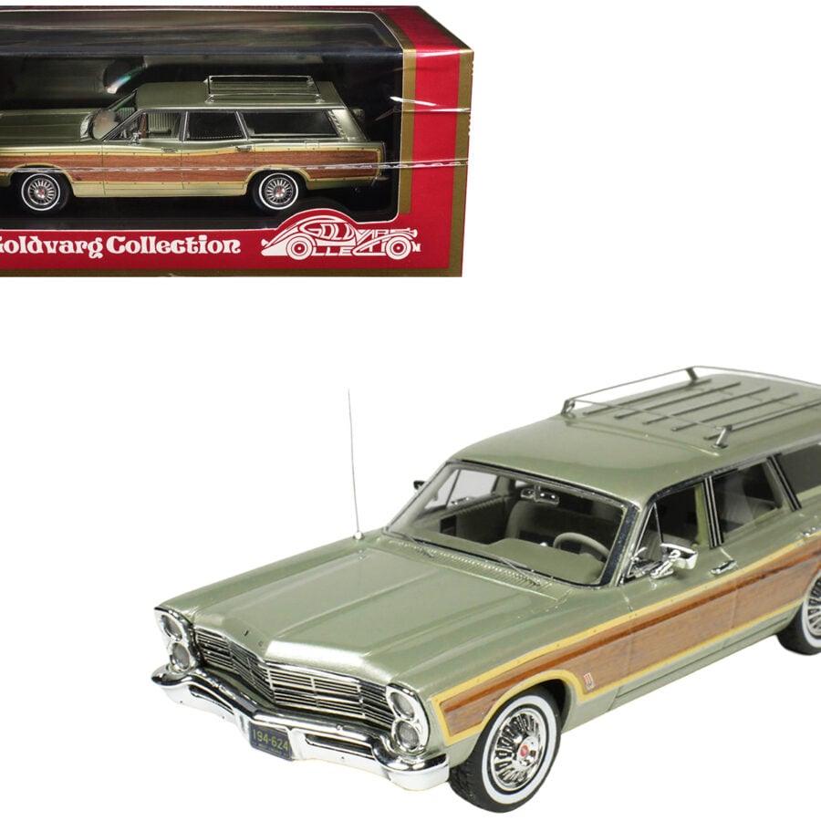 1967 Ford Country Squire Wagon Lime Gold Metallic with Woodgrain Sides and Green Interior Limited Edition to 200 pieces Worldwide 1/43 Model Car by Goldvarg Collection from the Ford store collection.
