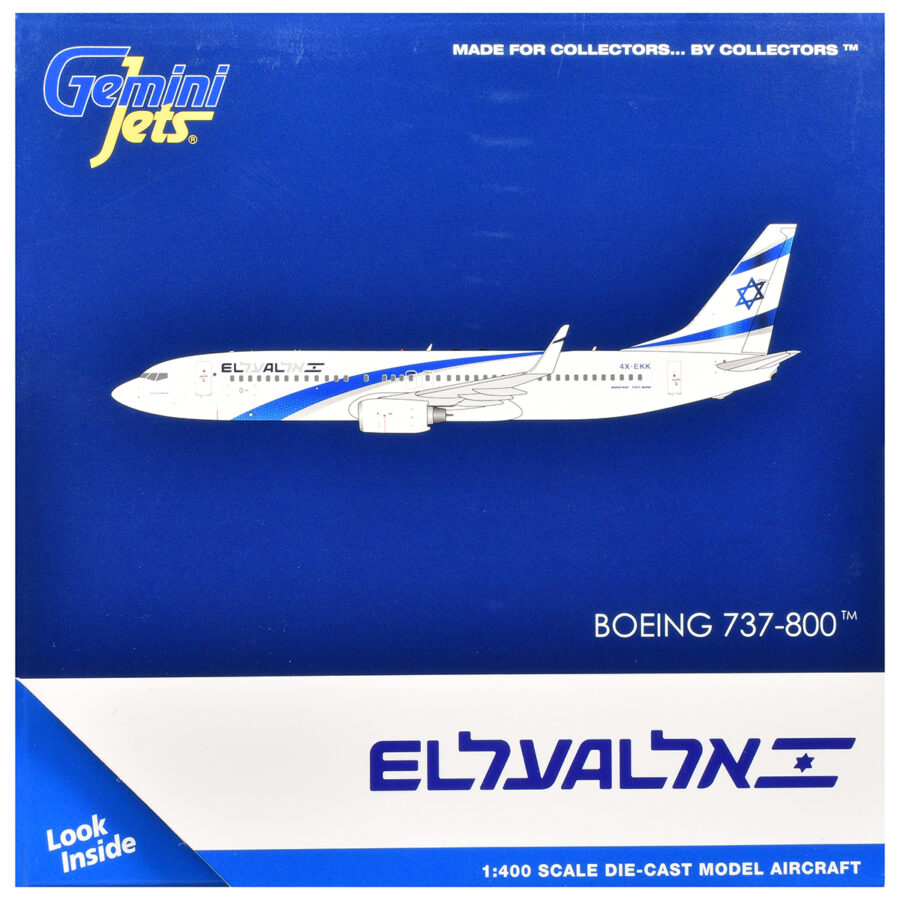 Boeing 737-800 Commercial Aircraft "El Al Israel Airlines" (4X-EKK) White with Blue Stripes 1/400 Diecast Model Airplane by GeminiJets Automotive