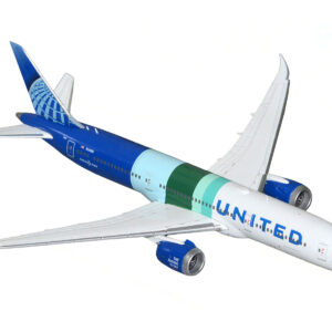 Boeing 787-9 Commercial Aircraft "United Airlines - The Future is SAF" (N24988) White and Blue with Stripes 1/400 Diecast Model Airplane by GeminiJets  by Diecast Mania