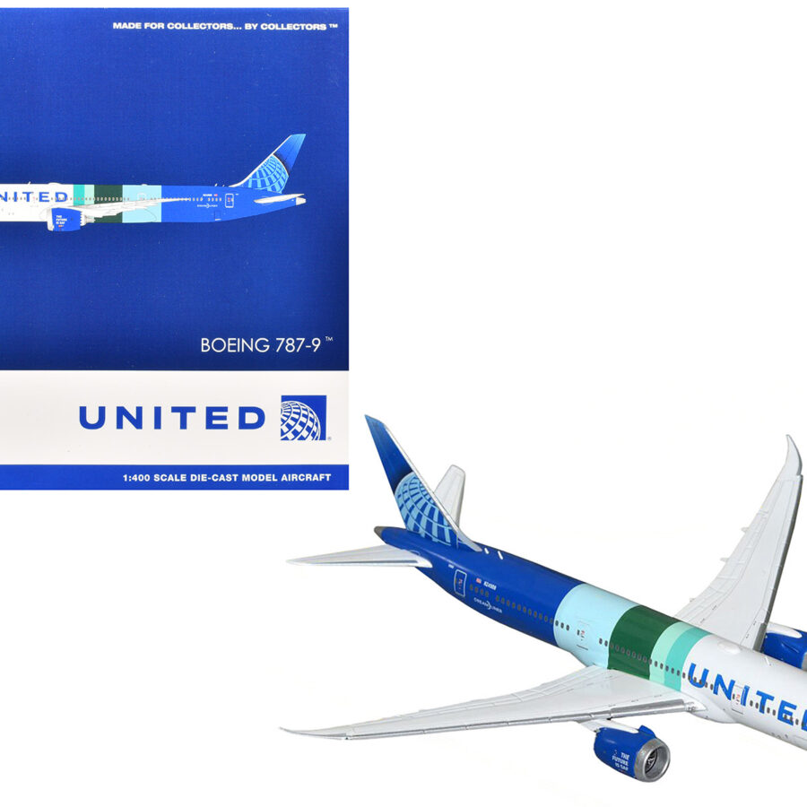 Boeing 787-9 Commercial Aircraft "United Airlines - The Future is SAF" (N24988) White and Blue with Stripes 1/400 Diecast Model Airplane by GeminiJets Automotive