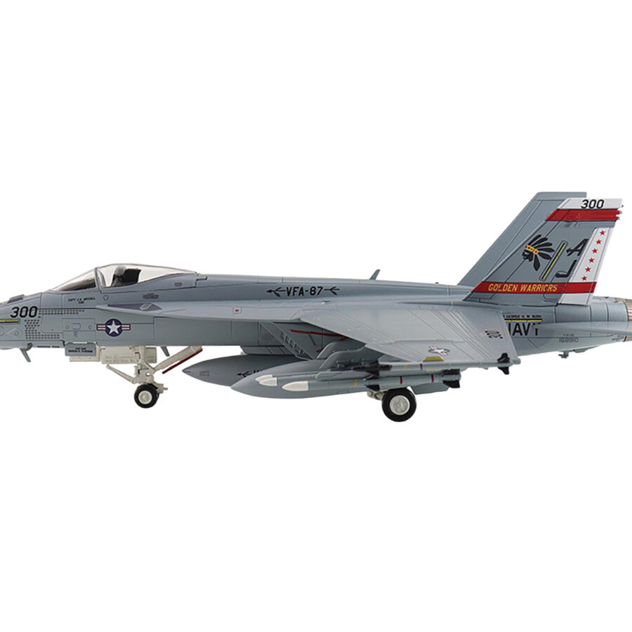 Boeing F/A-18E Super Hornet Fighter Aircraft "168910 Golden Warriors VFA-87 Operation Inherent Resolve" (2017) United States Navy "Air Power Series" 1/72 Diecast Model by Hobby Master Automotive