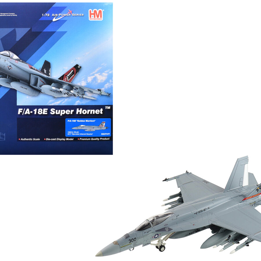 Boeing F/A-18E Super Hornet Fighter Aircraft "168910 Golden Warriors VFA-87 Operation Inherent Resolve" (2017) United States Navy "Air Power Series" 1/72 Diecast Model by Hobby Master Automotive